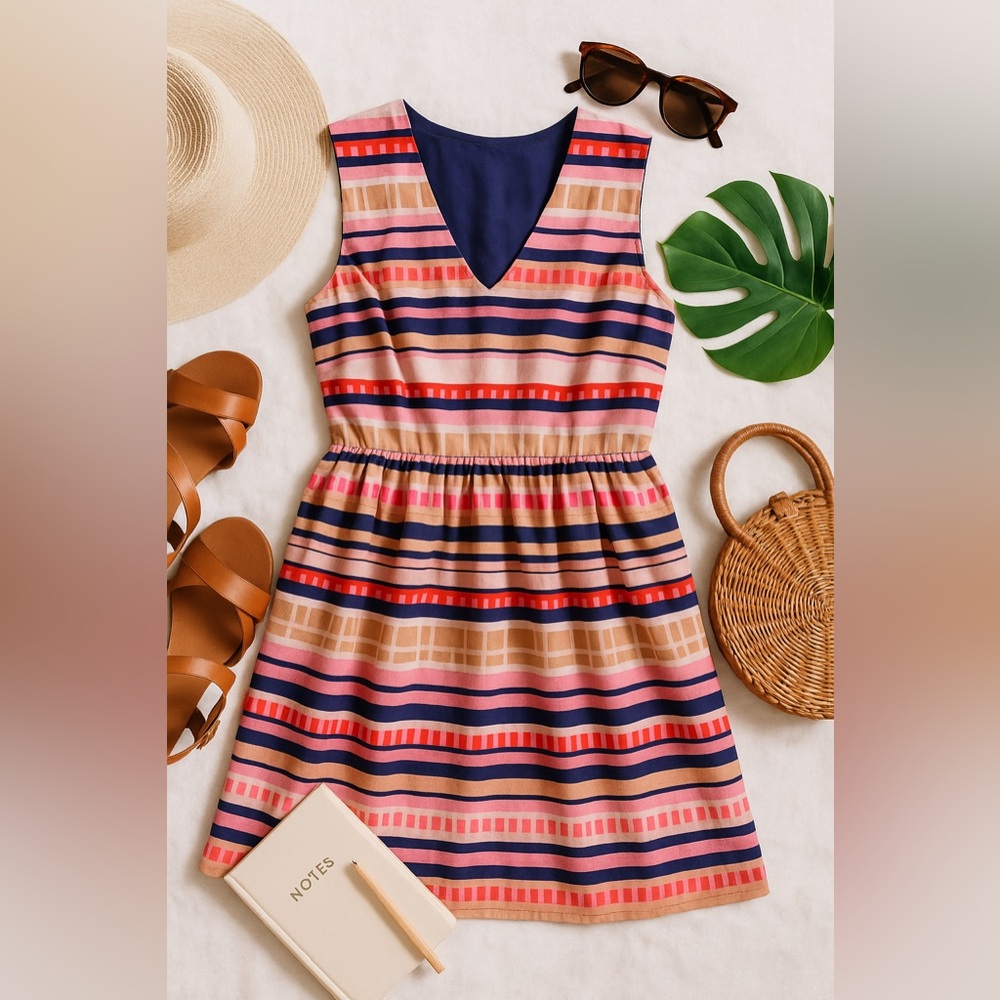 Forever 21 Multicolor Striped Sleeveless Fit & Flare Dress Size Large